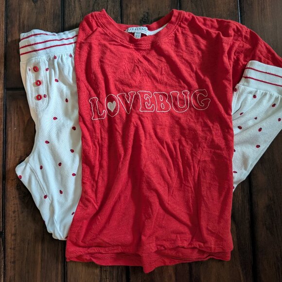 PJ Salvage Womens Size Medium White Red Lady Bugs 2 Piece Pajama Set - Picture 1 of 8